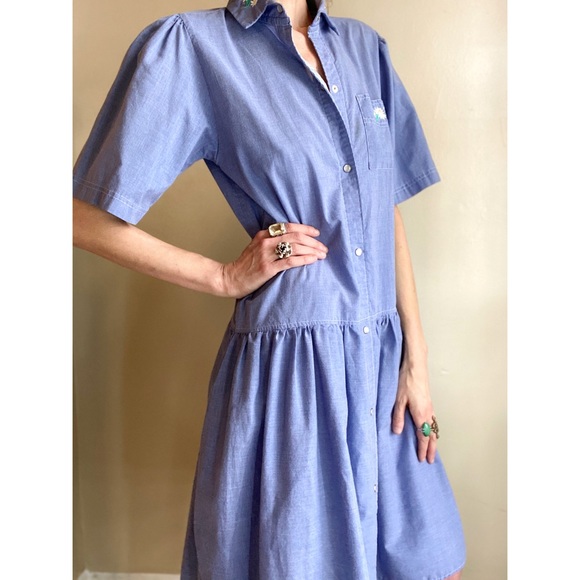 Vintage embroidered chambray dress - Picture 8 of 9